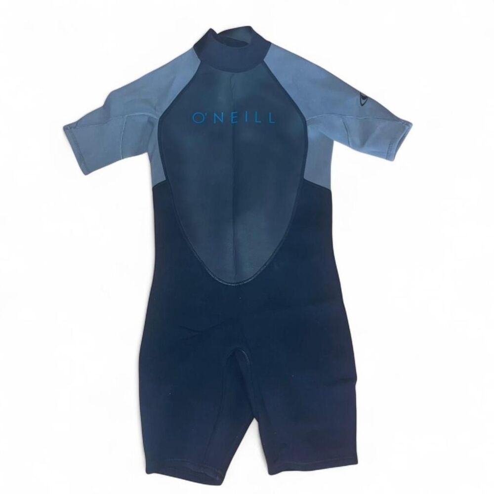 O'Neill Youth Kids Black and Gray Short Sleeve Reactor 2 Back Zip Wet Suit SZ 14